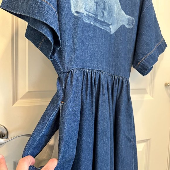 SOLD! Sportmax Max Mara Label-cut Denim Slim Fit Short Dress Size: US4 Spring - Picture 9 of 15